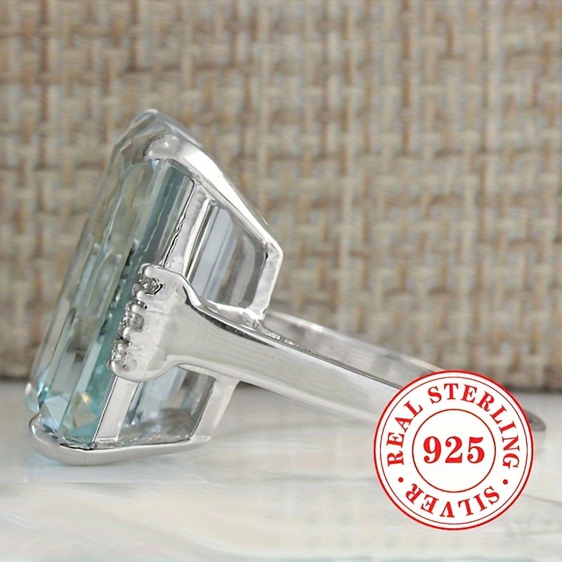 S925 Pure Silver Classic Gemstone Anniversary Ring